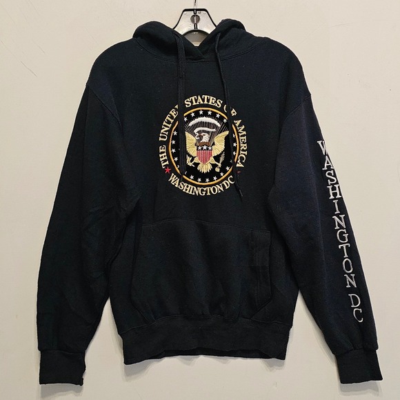 DC Tops - Washington DC United States of America Presidential Seal Navy Blue Hoodie Small
